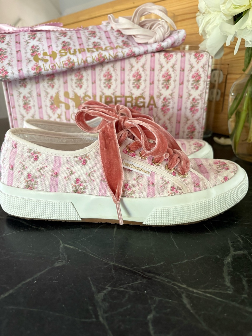 Superga x Loveshackfancy - Pink Floral Sneakers w/ Matching Tote & Box 2750 - Picture 7 of 12